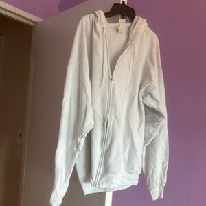 White, zip up sweat jacket